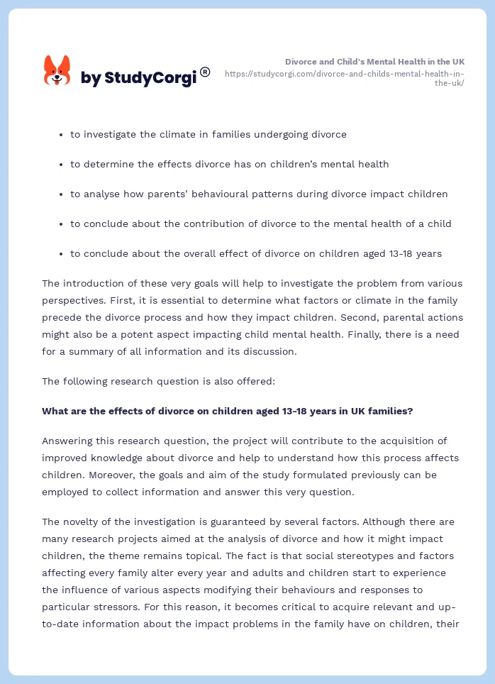 Divorce and Child's Mental Health in the UK. Page 2