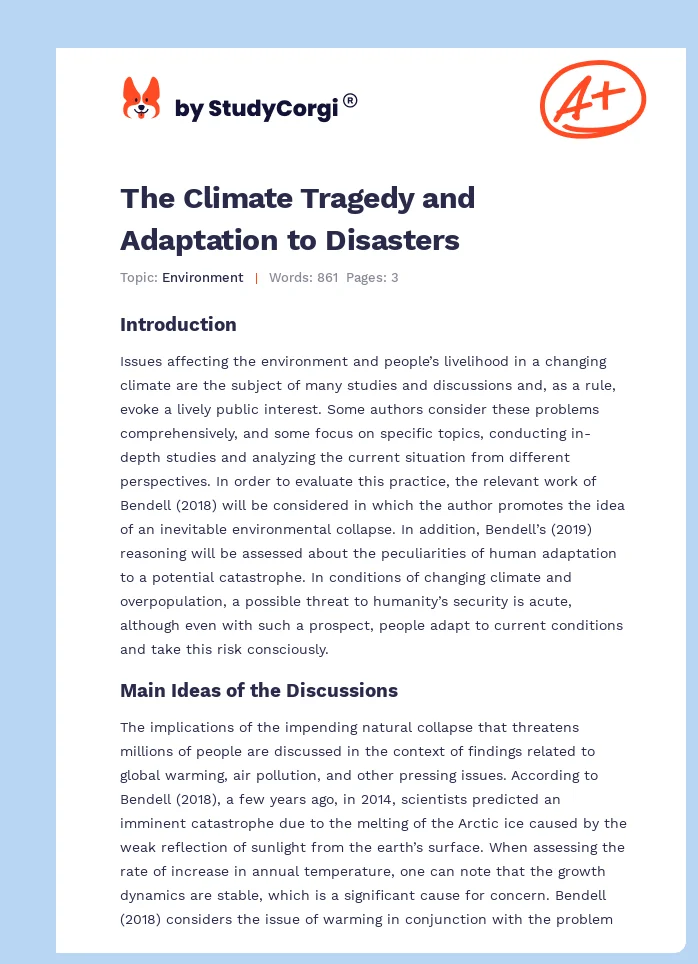 The Climate Tragedy and Adaptation to Disasters. Page 1
