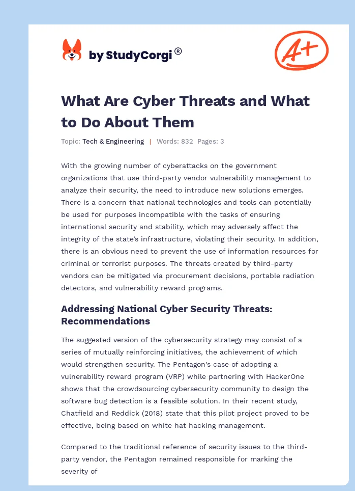What Are Cyber Threats and What to Do About Them. Page 1