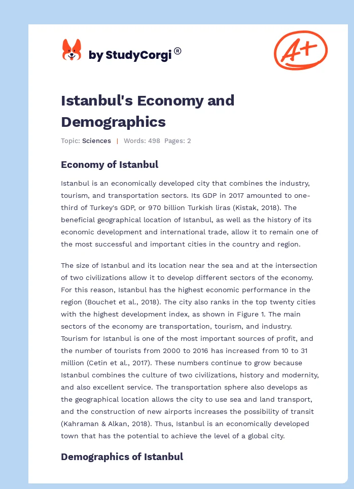 Istanbul's Economy and Demographics. Page 1