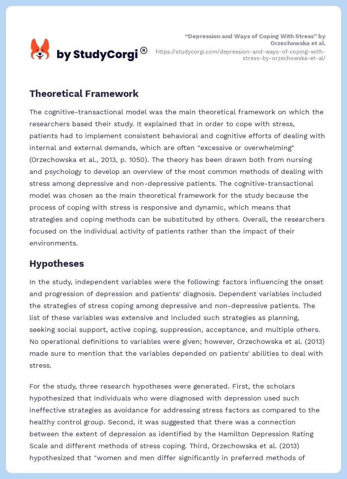 “Depression and Ways of Coping With Stress” by Orzechowska et al.. Page 2
