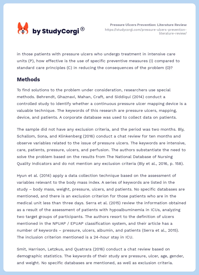 Pressure Ulcers Prevention: Literature Review. Page 2