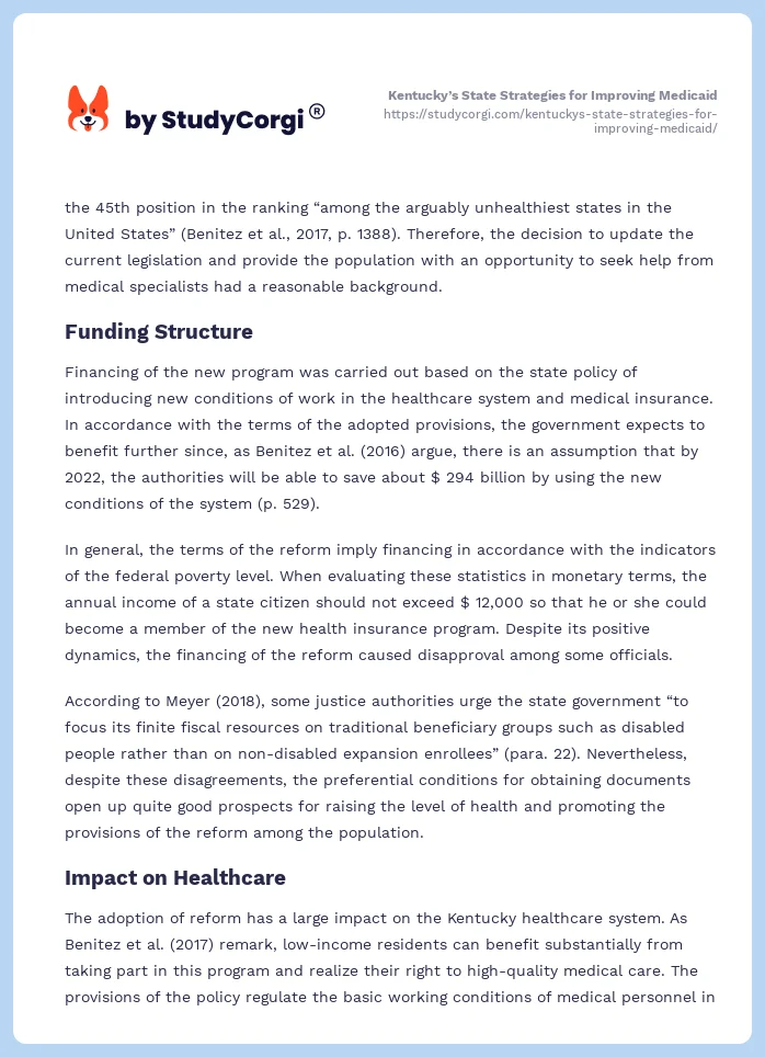 Kentucky’s State Strategies for Improving Medicaid. Page 2