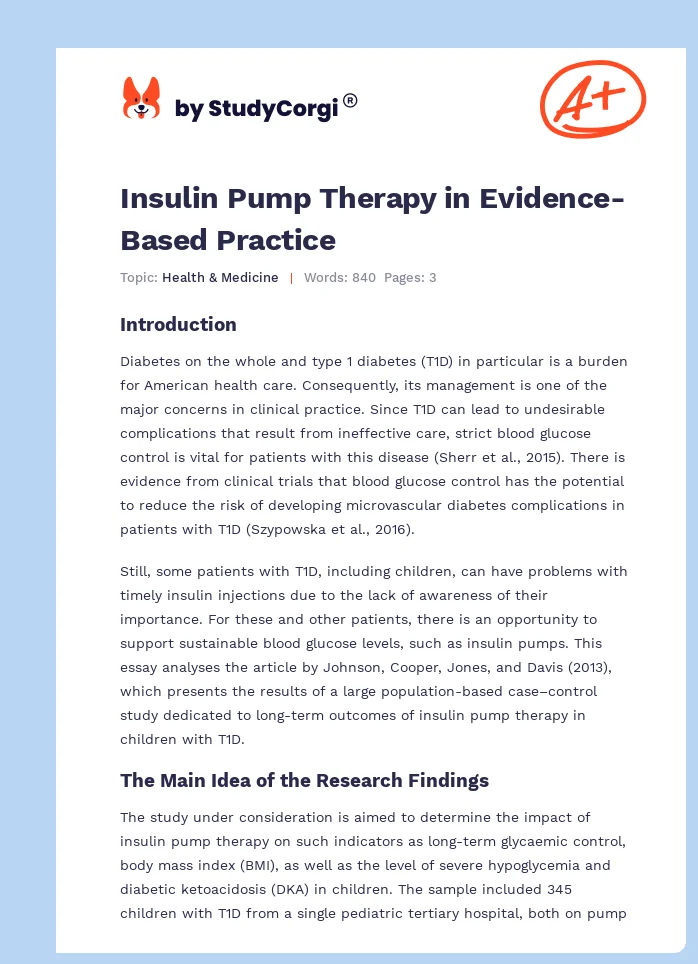 Insulin Pump Therapy in Evidence-Based Practice. Page 1