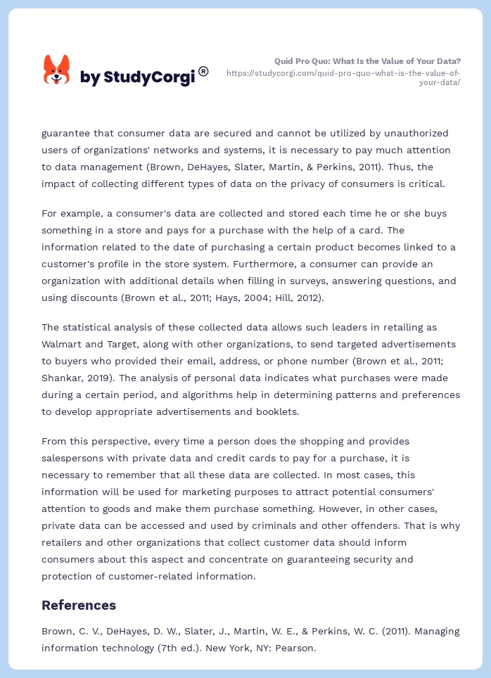 Quid Pro Quo: What Is the Value of Your Data?. Page 2