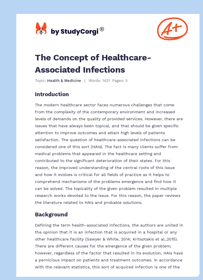 The Concept of Healthcare-Associated Infections. Page 1