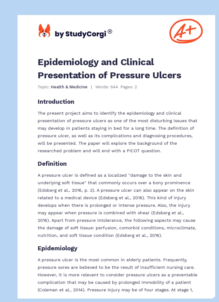 Epidemiology and Clinical Presentation of Pressure Ulcers. Page 1