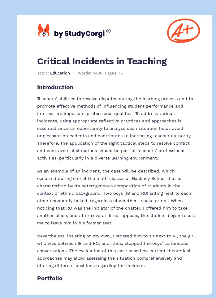 Critical Incidents in Teaching. Page 1