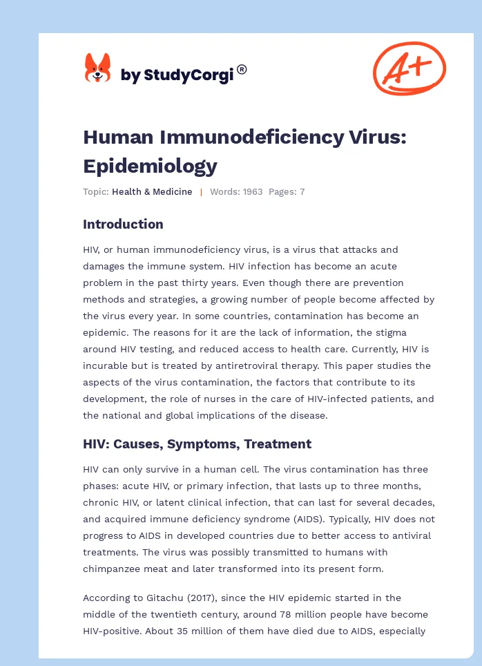 Human Immunodeficiency Virus: Epidemiology. Page 1