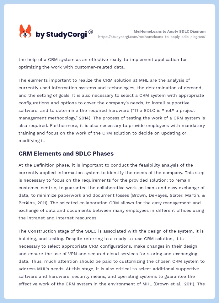 MeiHomeLoans to Apply SDLC Diagram. Page 2