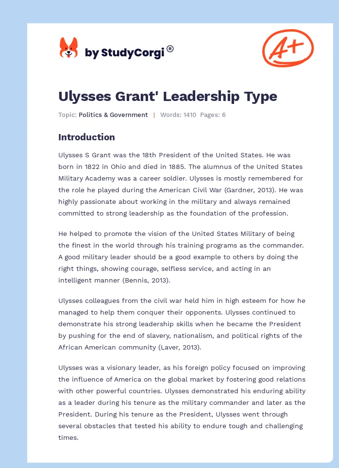 Ulysses Grant' Leadership Type. Page 1