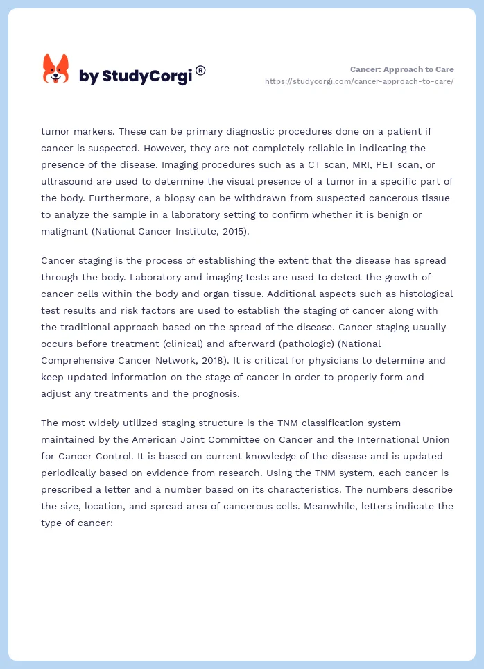 Cancer: Approach to Care. Page 2