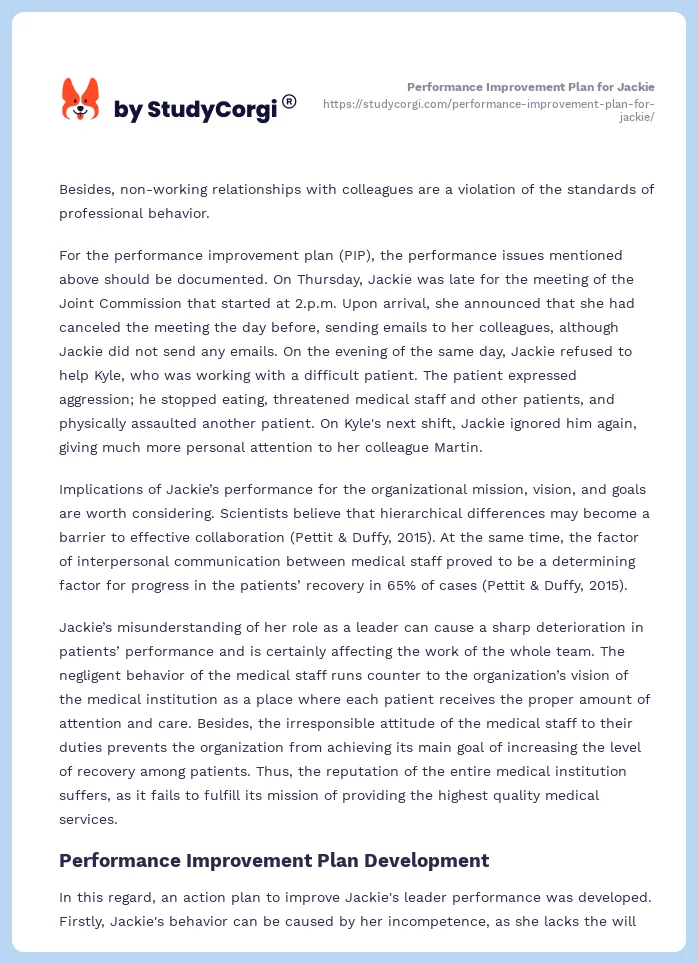 Performance Improvement Plan for Jackie. Page 2