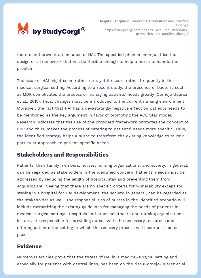 Hospital-Acquired Infections: Prevention and Positive Change. Page 2