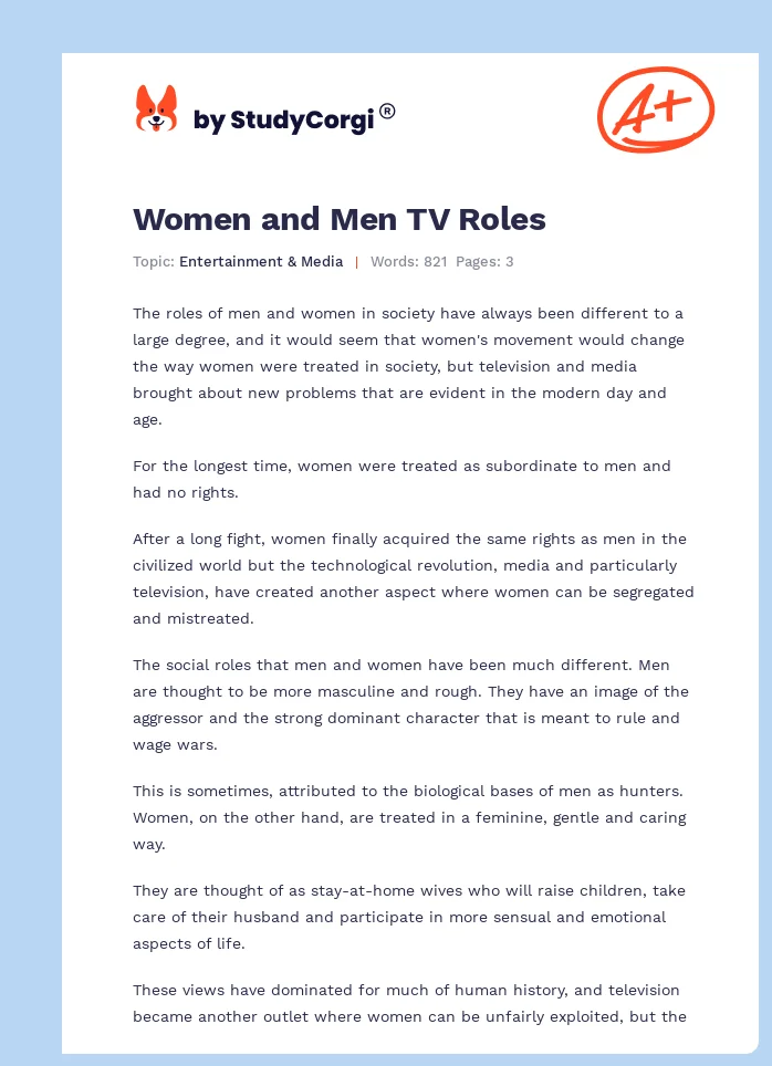Women and Men TV Roles. Page 1