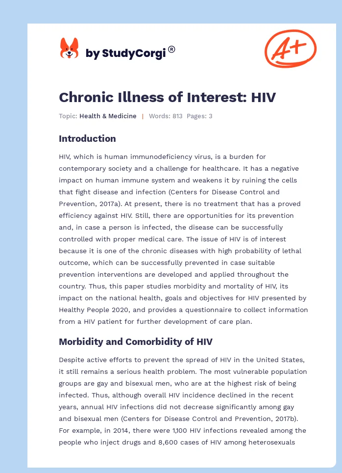 Chronic Illness of Interest: HIV. Page 1