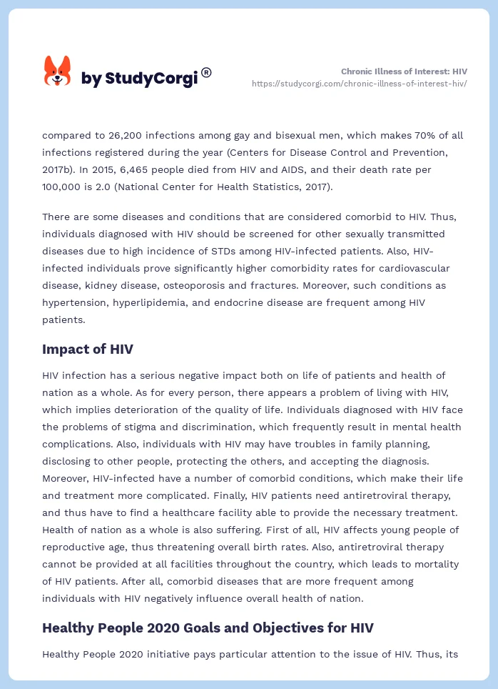 Chronic Illness of Interest: HIV. Page 2