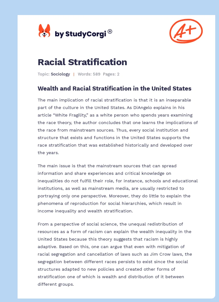Racial Stratification. Page 1