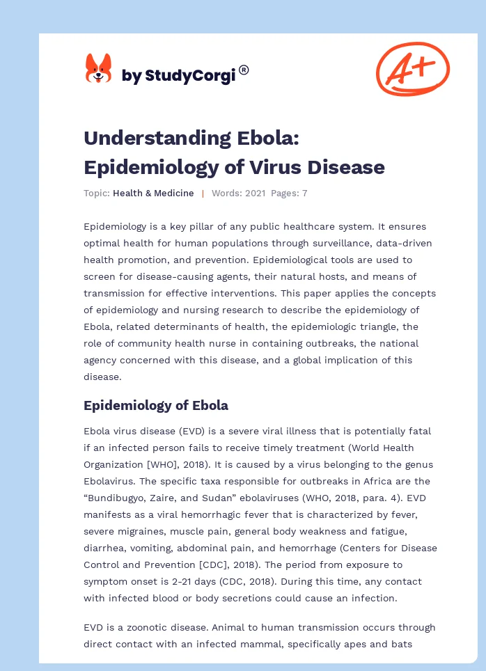Understanding Ebola: Epidemiology of Virus Disease. Page 1