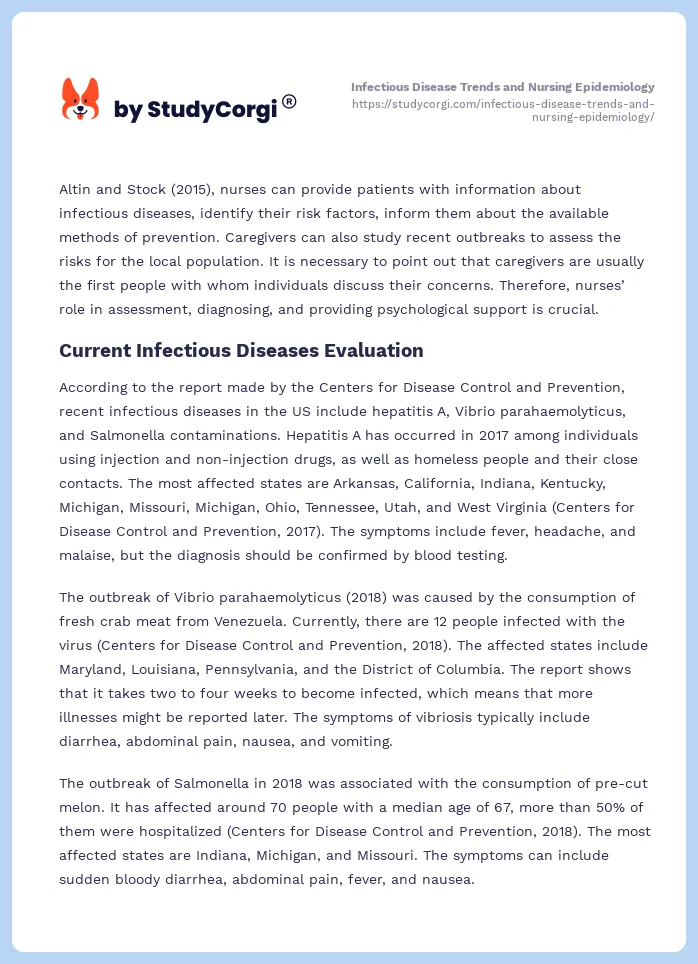 Infectious Disease Trends and Nursing Epidemiology. Page 2