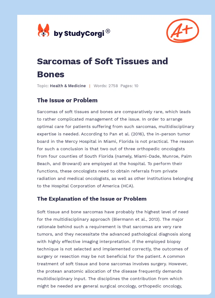 Sarcomas of Soft Tissues and Bones. Page 1