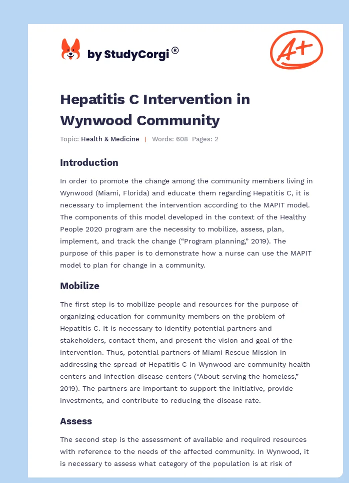 Hepatitis C Intervention in Wynwood Community. Page 1
