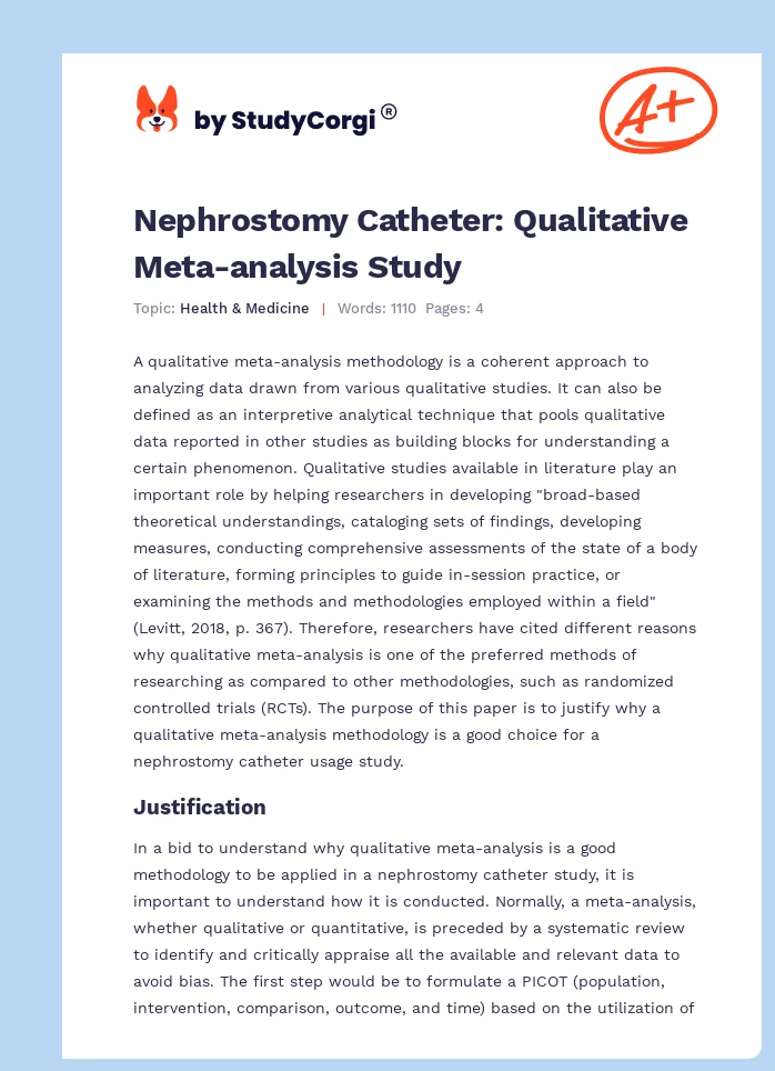 Nephrostomy Catheter: Qualitative Meta-analysis Study. Page 1