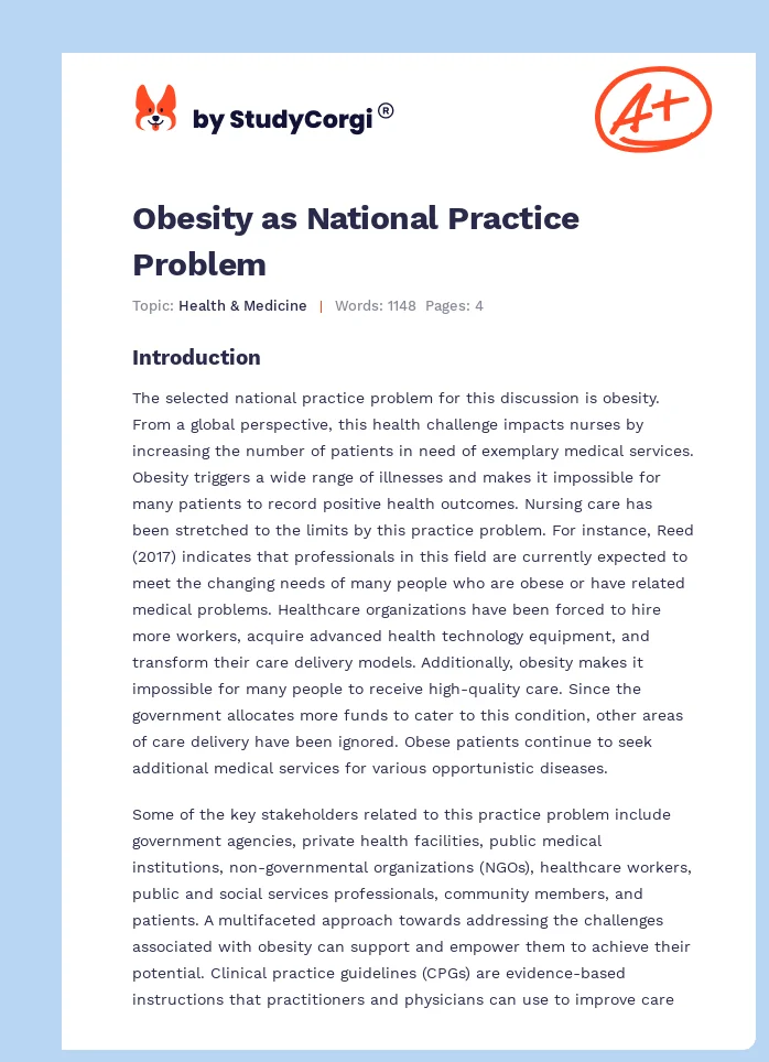 Obesity as National Practice Problem. Page 1