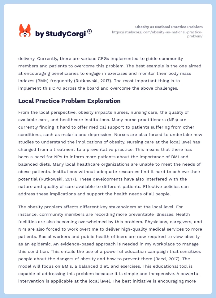 Obesity as National Practice Problem. Page 2