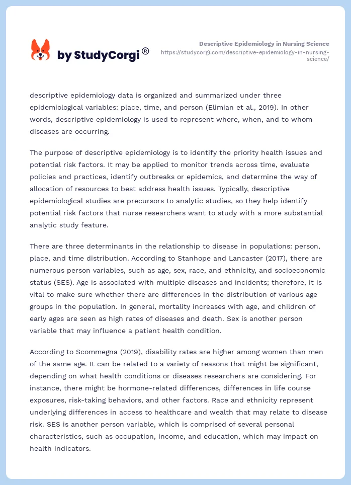 Descriptive Epidemiology in Nursing Science. Page 2
