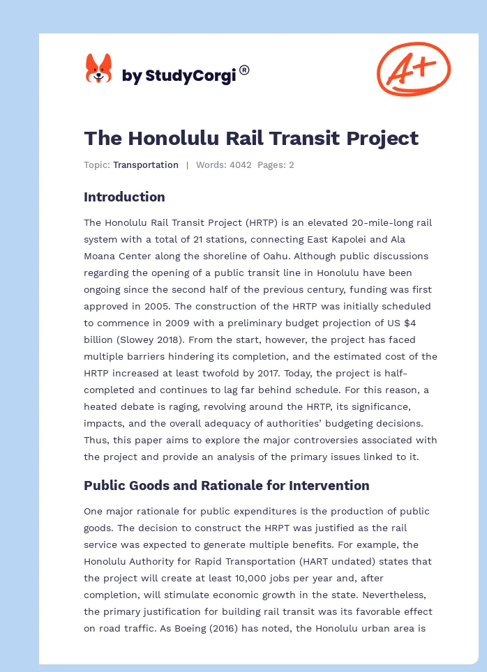 The Honolulu Rail Transit Project. Page 1