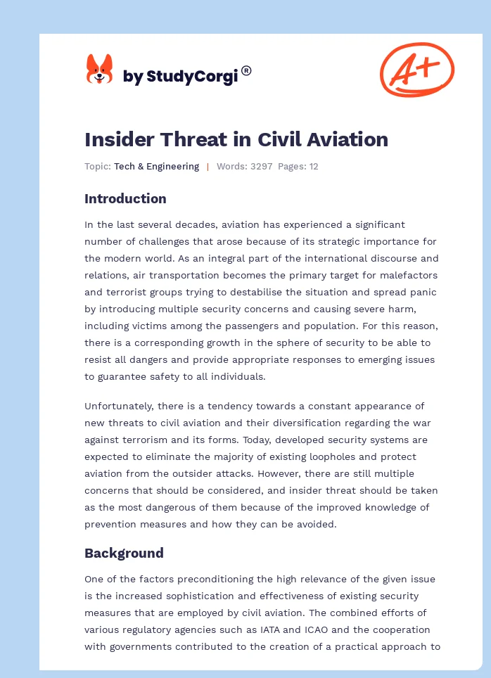 Insider Threat in Civil Aviation. Page 1