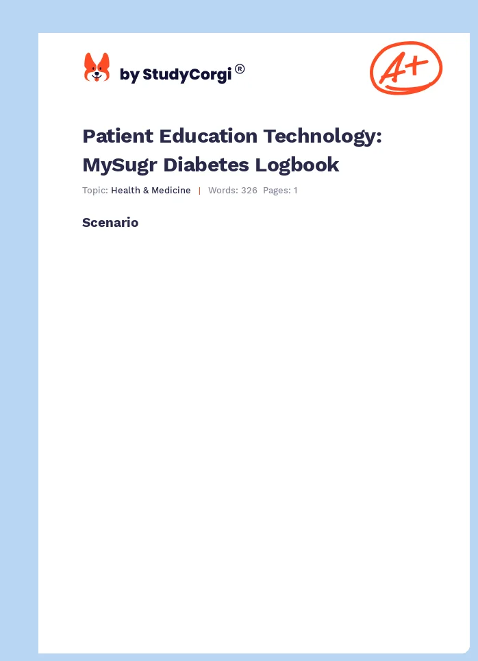 Patient Education Technology: MySugr Diabetes Logbook. Page 1