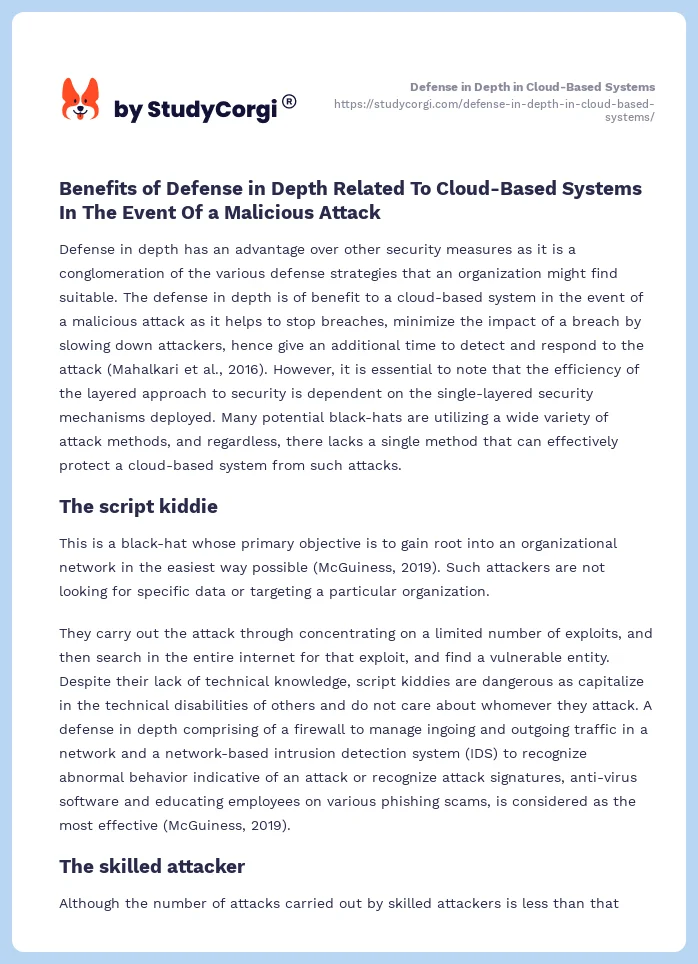 Defense in Depth in Cloud-Based Systems. Page 2