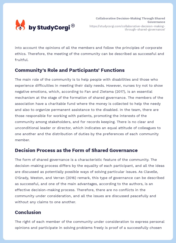 Collaborative Decision-Making Through Shared Governance. Page 2