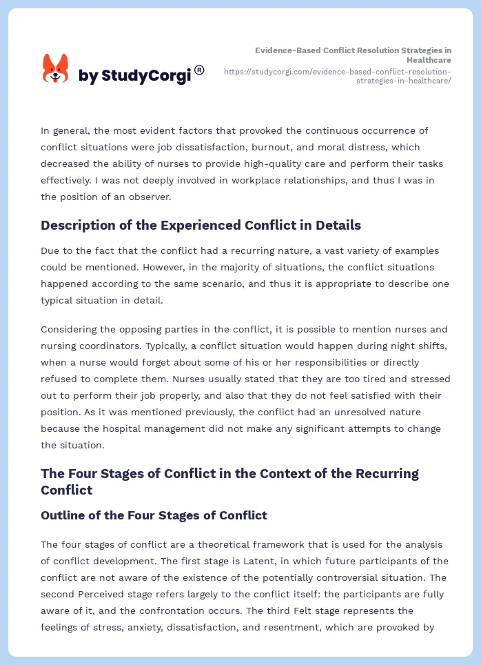 Evidence-Based Conflict Resolution Strategies in Healthcare. Page 2