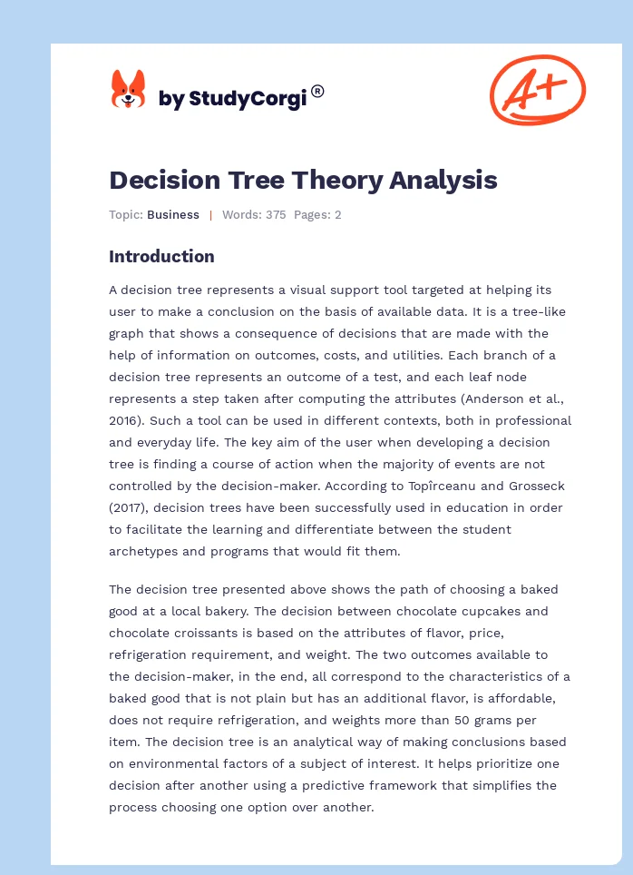 Decision Tree Theory Analysis. Page 1