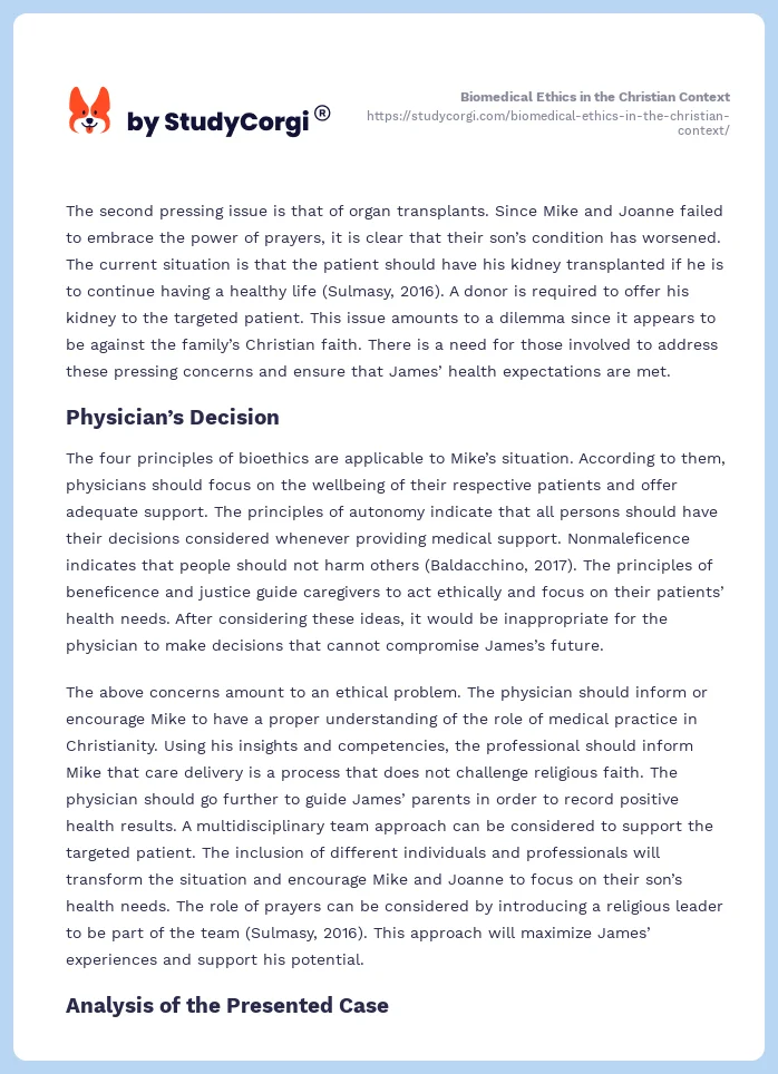 Biomedical Ethics in the Christian Context. Page 2
