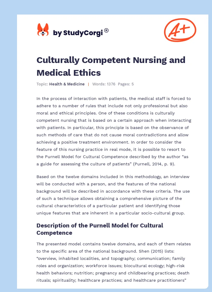 Culturally Competent Nursing and Medical Ethics. Page 1