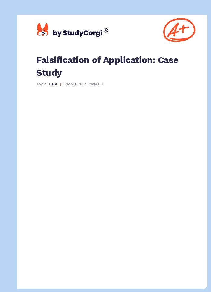 Falsification of Application: Case Study. Page 1