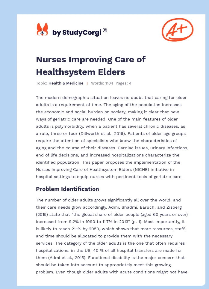 Nurses Improving Care of Healthsystem Elders. Page 1