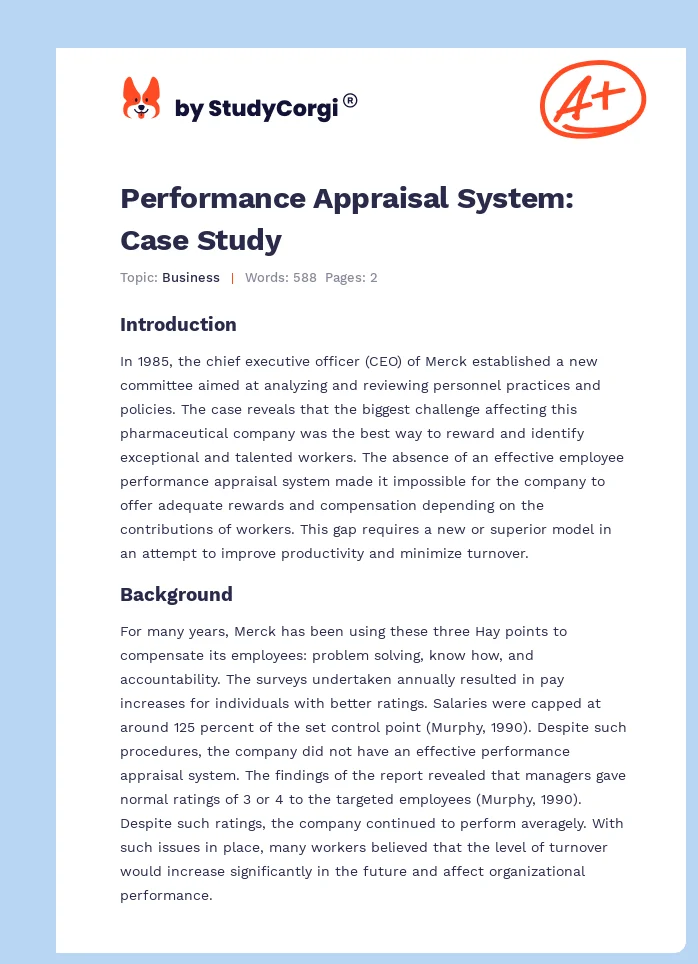 case study for performance appraisal