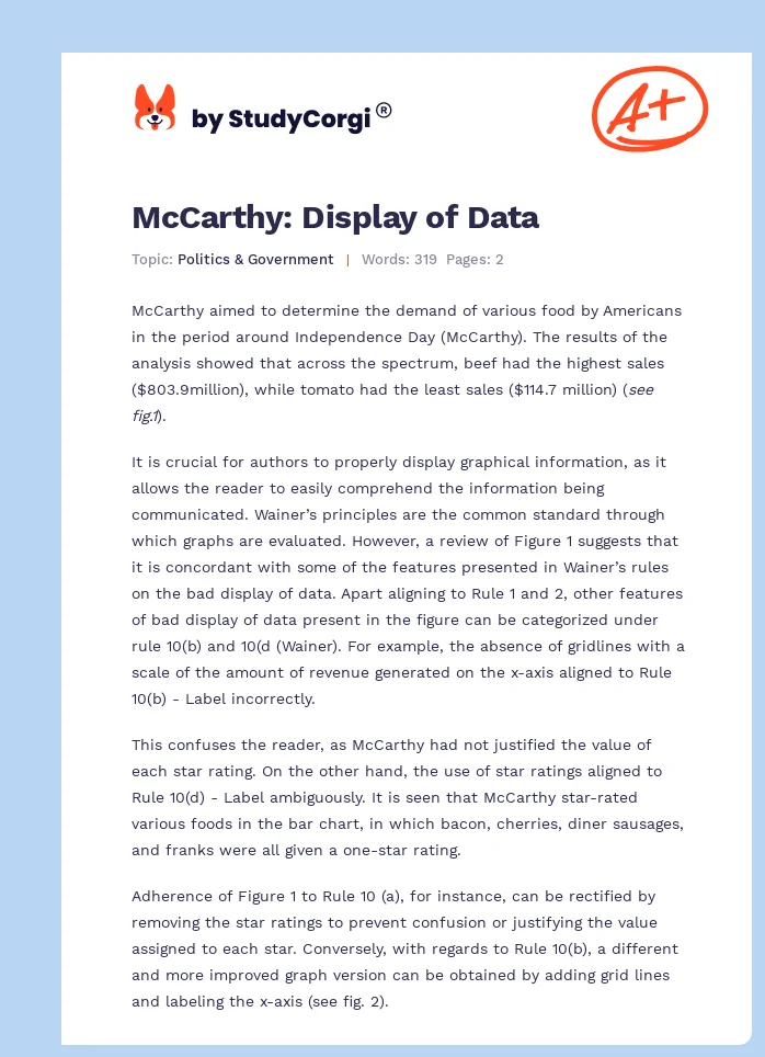 McCarthy: Display of Data. Page 1