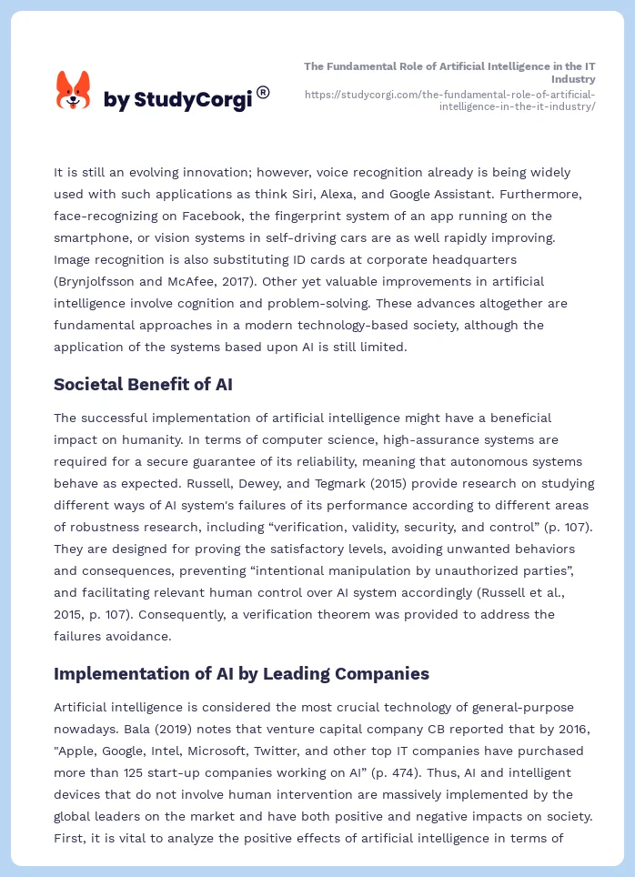 The Fundamental Role of Artificial Intelligence in the IT Industry. Page 2