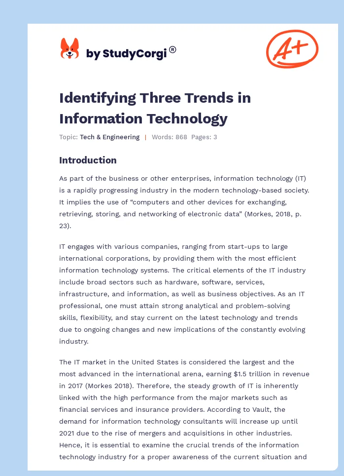 Identifying Three Trends in Information Technology. Page 1