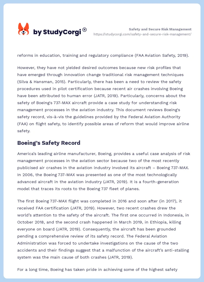 Safety and Secure Risk Management. Page 2