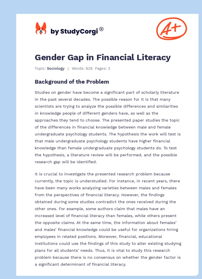 Gender Gap in Financial Literacy. Page 1