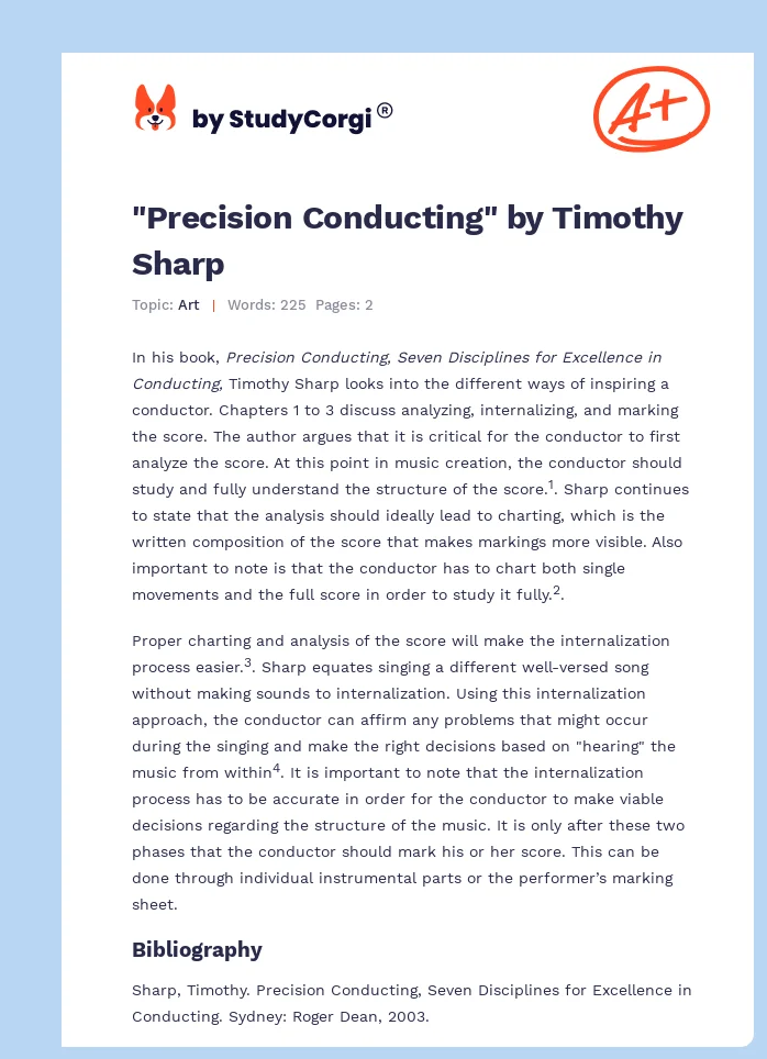 "Precision Conducting" by Timothy Sharp. Page 1