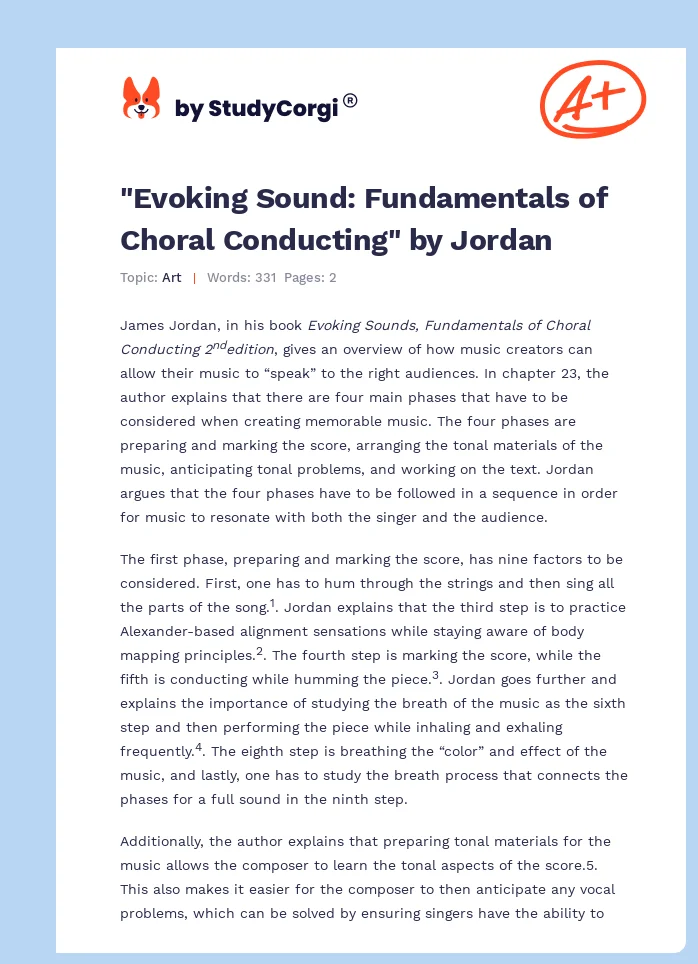 "Evoking Sound: Fundamentals of Choral Conducting" by Jordan. Page 1