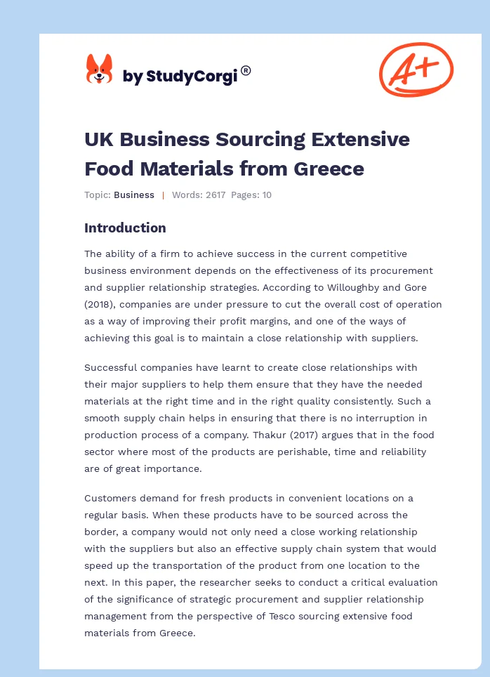 UK Business Sourcing Extensive Food Materials from Greece. Page 1